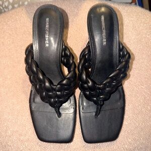 Marc Fisher Black Braided Sandals